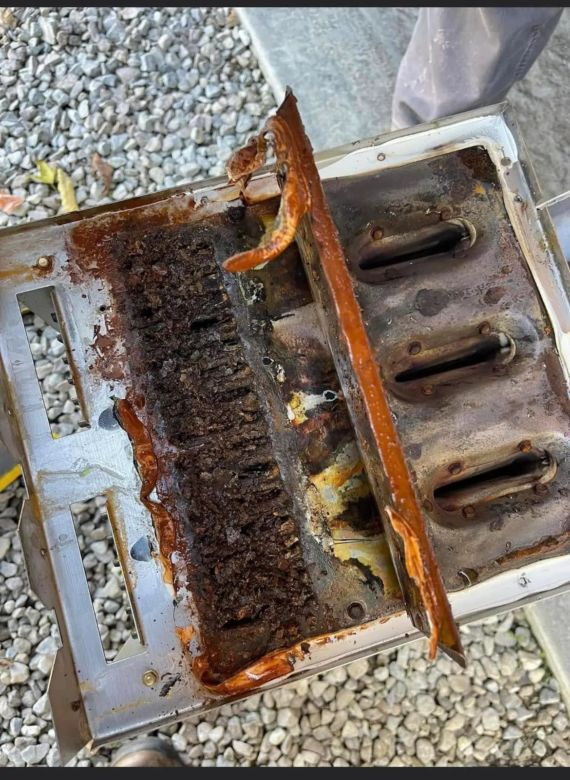 Corroded furnace flame sensor needing replacement