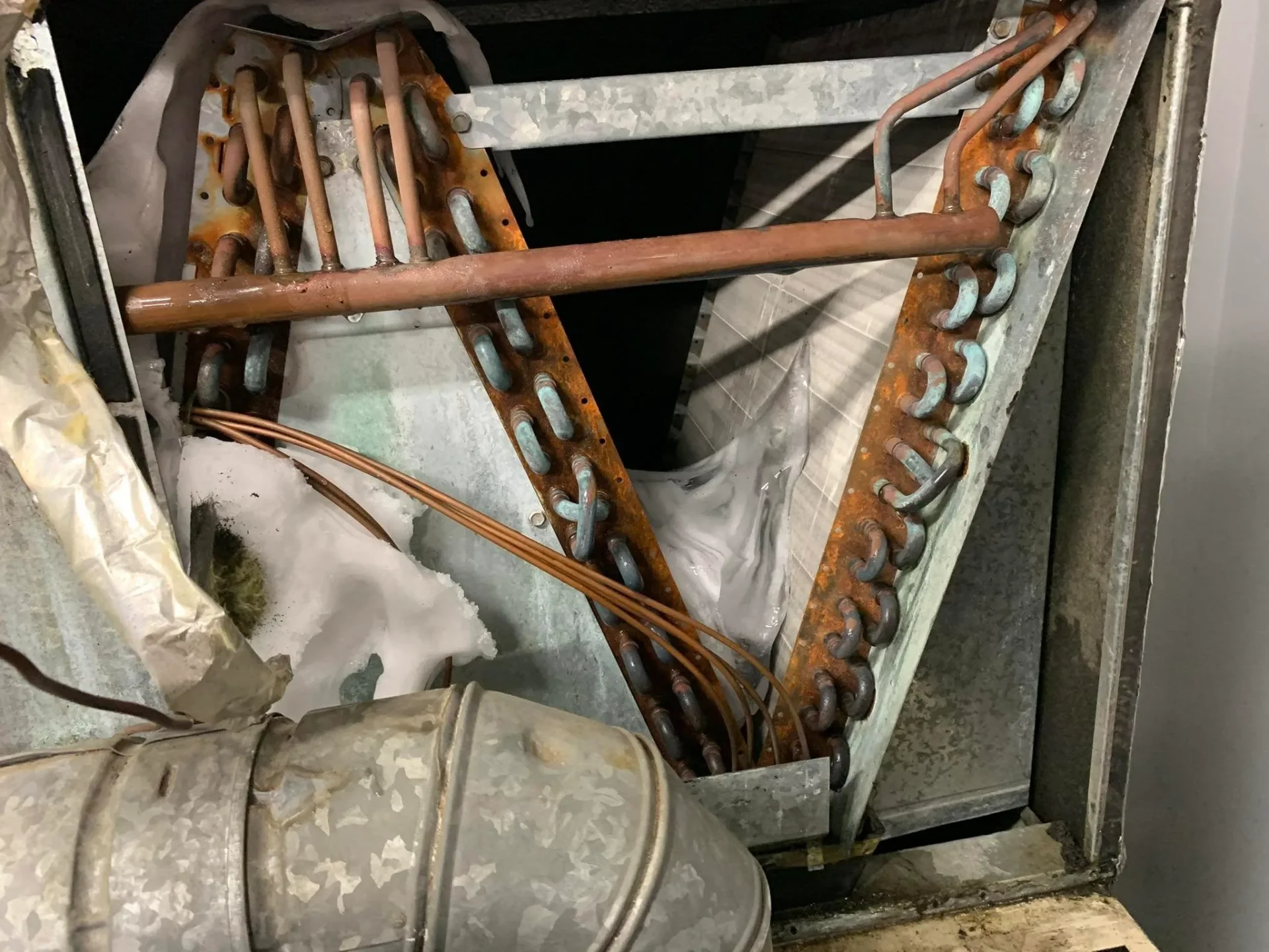 Frozen evaporator coil on a Hammond home AC system